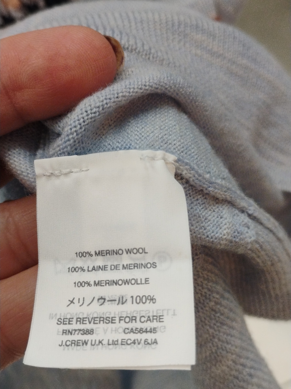 J. Crew Light Blue Wool W Peach & Black Toucan Accent SZ M - Picture 4 of 5